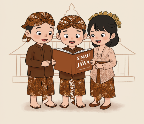 Ilustrasi Kartun Anak Jawa Belajar